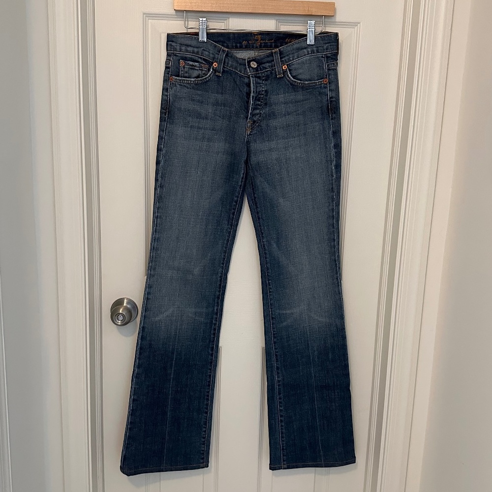 7 For All Mankind Button Fly Boycut/Bootcut Jeans, Size 28 - New
